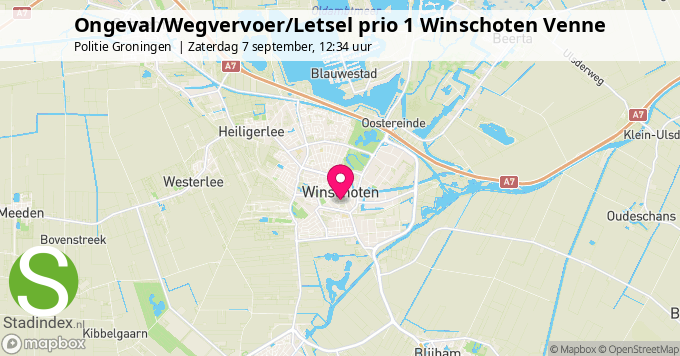 Ongeval/Wegvervoer/Letsel prio 1 Winschoten Venne