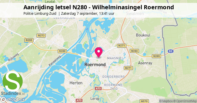 Aanrijding letsel N280 - Wilhelminasingel Roermond