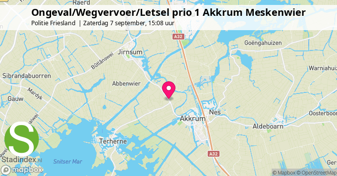 Ongeval/Wegvervoer/Letsel prio 1 Akkrum Meskenwier