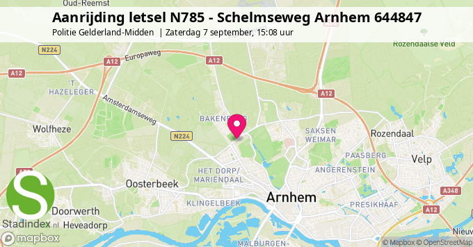 Aanrijding letsel N785 - Schelmseweg Arnhem 644847