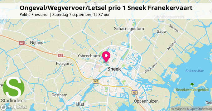 Ongeval/Wegvervoer/Letsel prio 1 Sneek Franekervaart