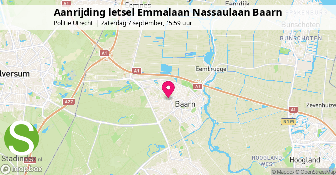 Aanrijding letsel Emmalaan Nassaulaan Baarn