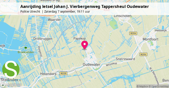 Aanrijding letsel Johan J. Vierbergenweg Tappersheul Oudewater