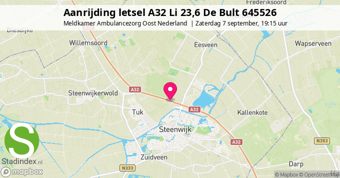 Aanrijding letsel A32 Li 23,6 De Bult 645526