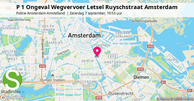 P 1 Ongeval Wegvervoer Letsel Ruyschstraat Amsterdam