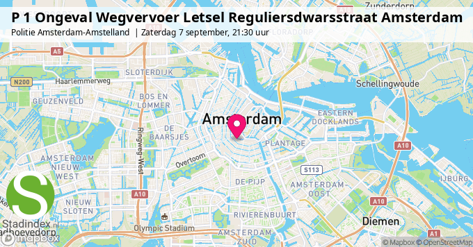 P 1 Ongeval Wegvervoer Letsel Reguliersdwarsstraat Amsterdam