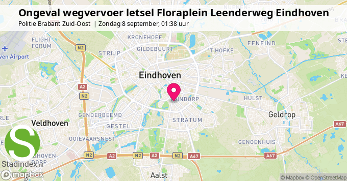 Ongeval wegvervoer letsel Floraplein Leenderweg Eindhoven