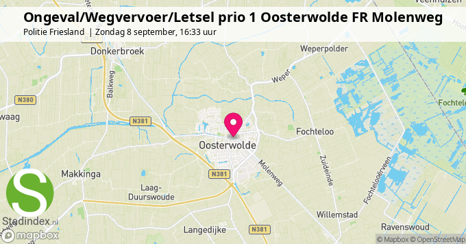 Ongeval/Wegvervoer/Letsel prio 1 Oosterwolde FR Molenweg