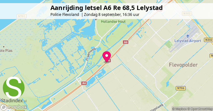 Aanrijding letsel A6 Re 68,5 Lelystad