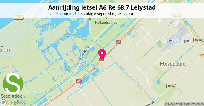 Aanrijding letsel A6 Re 68,7 Lelystad