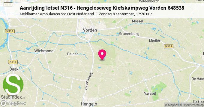 Aanrijding letsel N316 - Hengeloseweg Kiefskampweg Vorden 648538