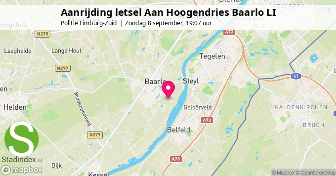 Aanrijding letsel Aan Hoogendries Baarlo LI