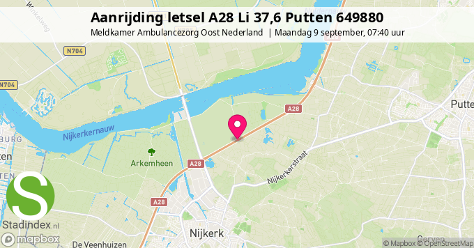 Aanrijding letsel A28 Li 37,6 Putten 649880