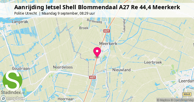 Aanrijding letsel Shell Blommendaal A27 Re 44,4 Meerkerk