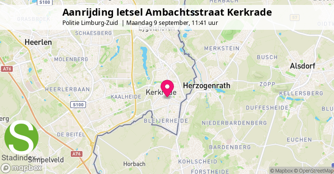 Aanrijding letsel Ambachtsstraat Kerkrade