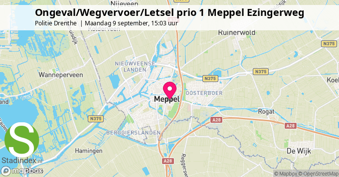 Ongeval/Wegvervoer/Letsel prio 1 Meppel Ezingerweg