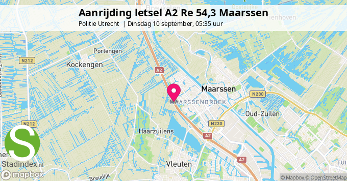 Aanrijding letsel A2 Re 54,3 Maarssen