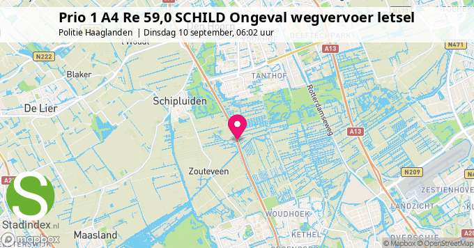 Prio 1 A4 Re 59,0 SCHILD Ongeval wegvervoer letsel