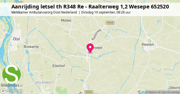 Aanrijding letsel th R348 Re - Raalterweg 1,2 Wesepe 652520