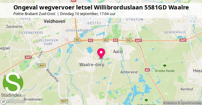 Ongeval wegvervoer letsel Willibrorduslaan 5581GD Waalre