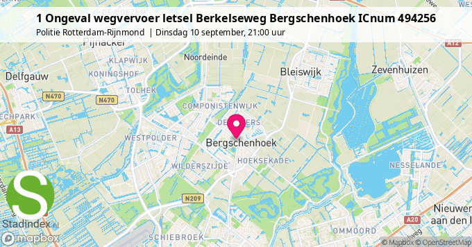 1 Ongeval wegvervoer letsel Berkelseweg Bergschenhoek ICnum 494256