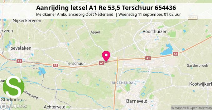 Aanrijding letsel A1 Re 53,5 Terschuur 654436