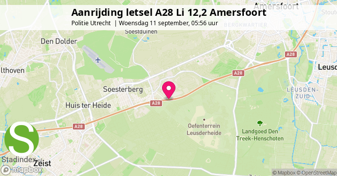 Aanrijding letsel A28 Li 12,2 Amersfoort