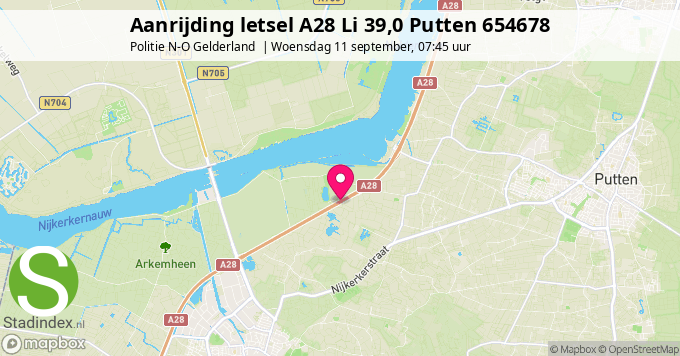 Aanrijding letsel A28 Li 39,0 Putten 654678