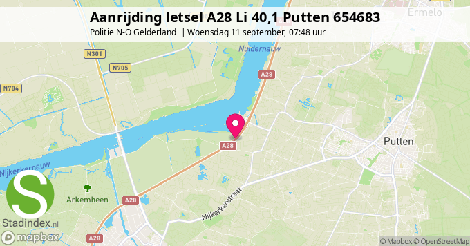 Aanrijding letsel A28 Li 40,1 Putten 654683