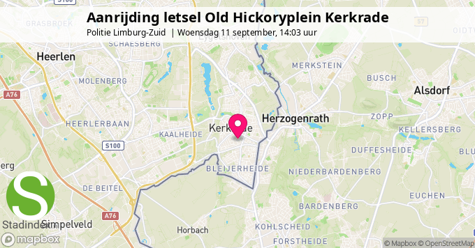 Aanrijding letsel Old Hickoryplein Kerkrade