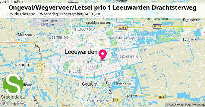 Ongeval/Wegvervoer/Letsel prio 1 Leeuwarden Drachtsterweg