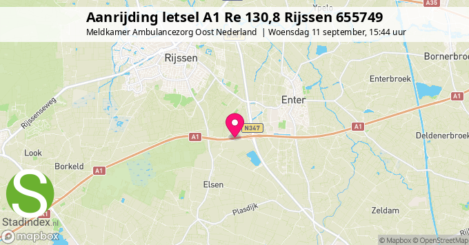 Aanrijding letsel A1 Re 130,8 Rijssen 655749