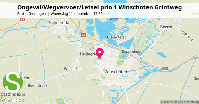 Ongeval/Wegvervoer/Letsel prio 1 Winschoten Grintweg