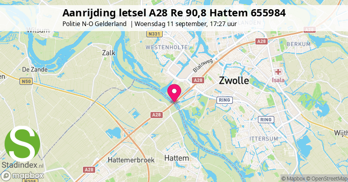 Aanrijding letsel A28 Re 90,8 Hattem 655984