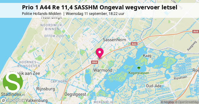 Prio 1 A44 Re 11,4 SASSHM Ongeval wegvervoer letsel