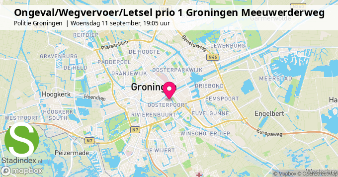 Ongeval/Wegvervoer/Letsel prio 1 Groningen Meeuwerderweg