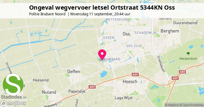 Ongeval wegvervoer letsel Ortstraat 5344KN Oss