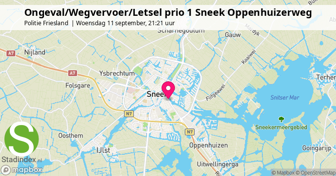 Ongeval/Wegvervoer/Letsel prio 1 Sneek Oppenhuizerweg