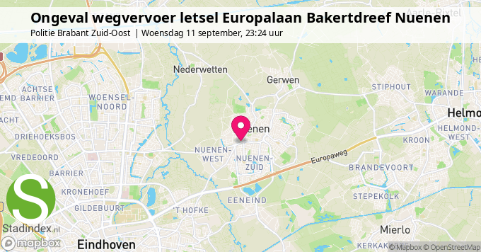 Ongeval wegvervoer letsel Europalaan Bakertdreef Nuenen