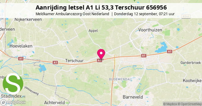 Aanrijding letsel A1 Li 53,3 Terschuur 656956