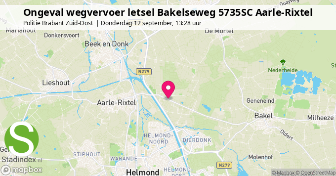 Ongeval wegvervoer letsel Bakelseweg 5735SC Aarle-Rixtel