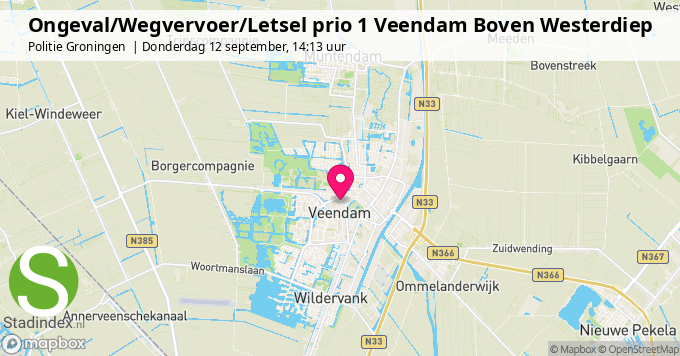 Ongeval/Wegvervoer/Letsel prio 1 Veendam Boven Westerdiep