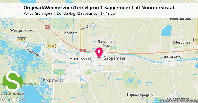 Ongeval/Wegvervoer/Letsel prio 1 Sappemeer Lidl Noorderstraat