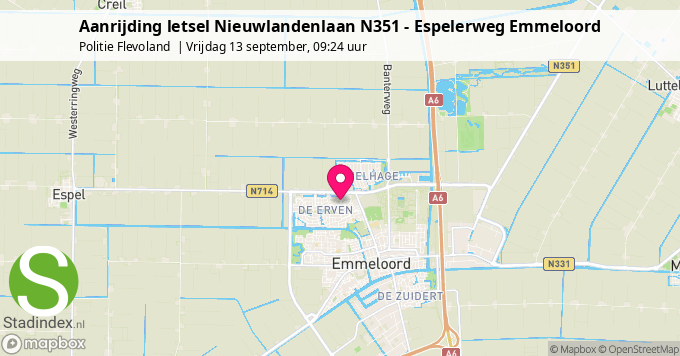 Aanrijding letsel Nieuwlandenlaan N351 - Espelerweg Emmeloord