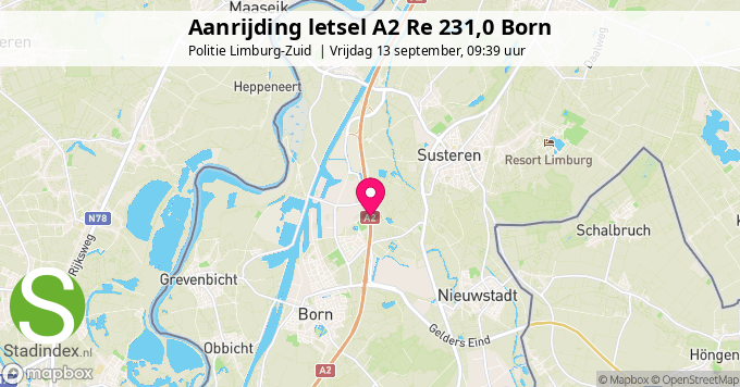 Aanrijding letsel A2 Re 231,0 Born