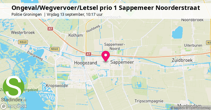 Ongeval/Wegvervoer/Letsel prio 1 Sappemeer Noorderstraat