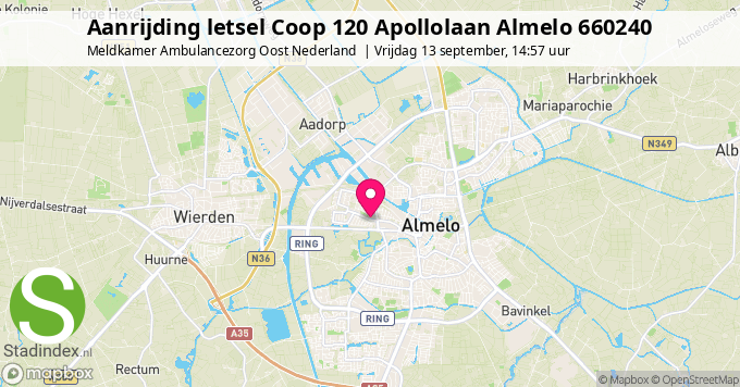 Aanrijding letsel Coop 120 Apollolaan Almelo 660240