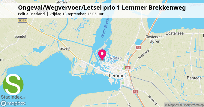 Ongeval/Wegvervoer/Letsel prio 1 Lemmer Brekkenweg