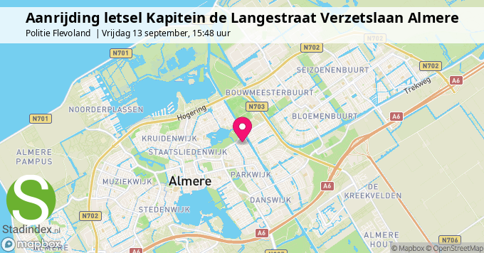 Aanrijding letsel Kapitein de Langestraat Verzetslaan Almere