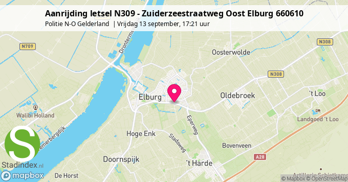 Aanrijding letsel N309 - Zuiderzeestraatweg Oost Elburg 660610